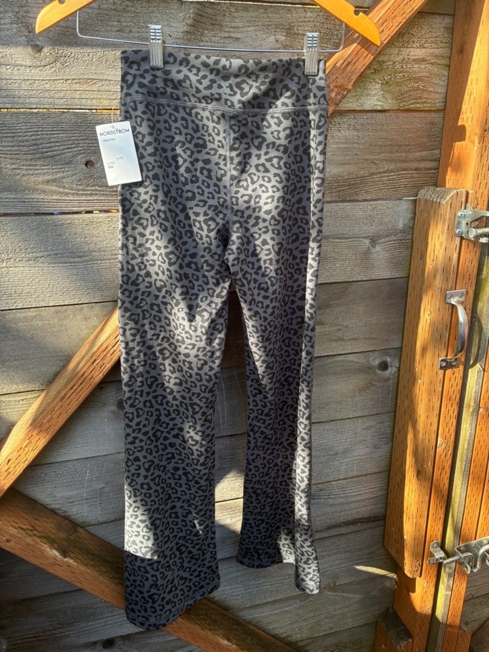 Yogalicious Black and Gray Leopard Print Flared Leggings